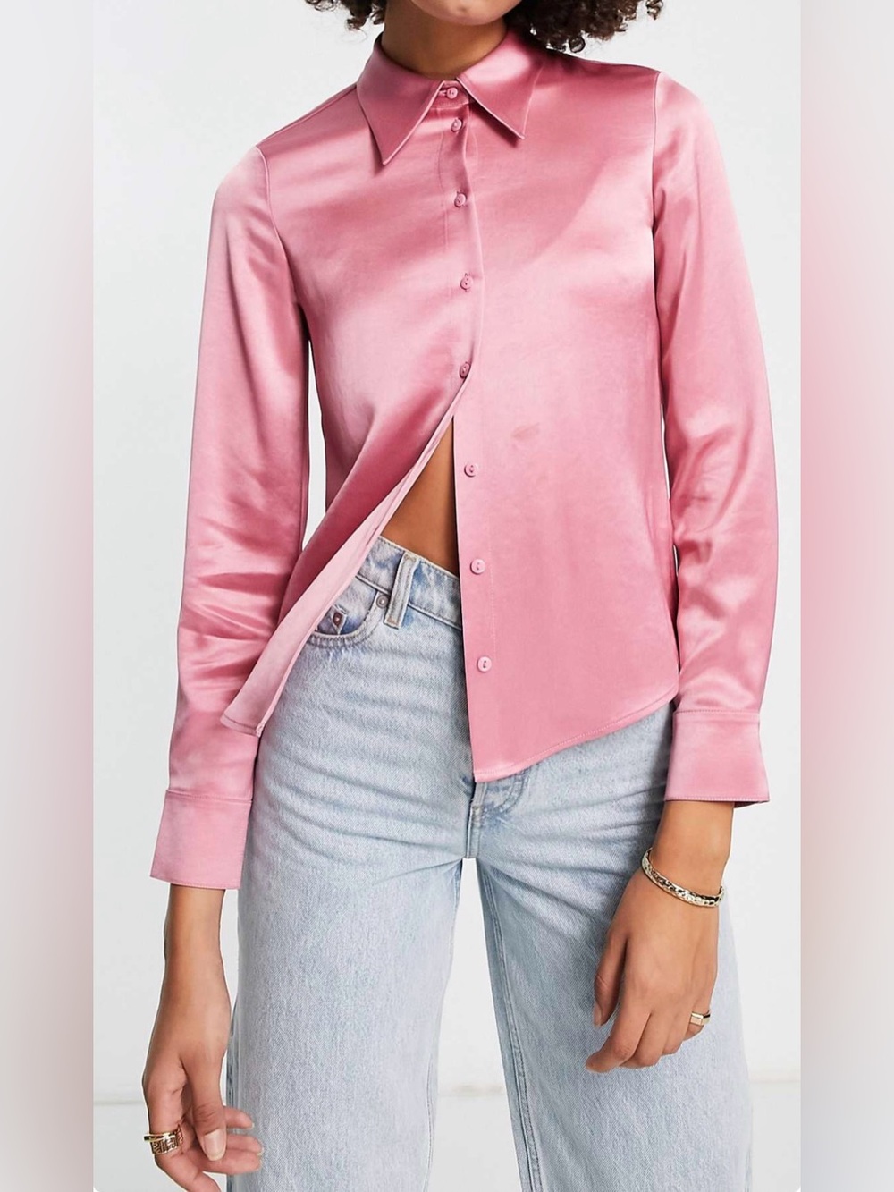 & Other Stories Pink Satin Blouse Shirt